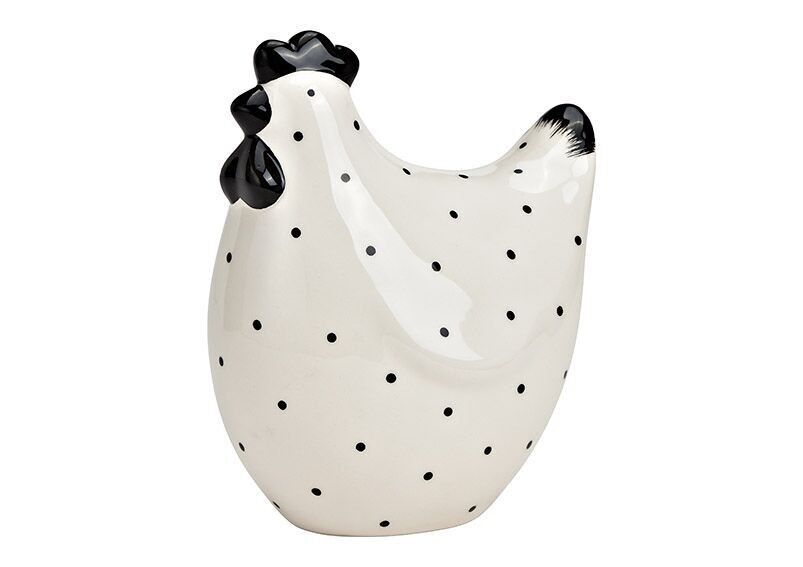 Chicken made of ceramic black, white (W/H/D) 9x13x16cm