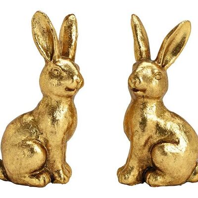 Hase aus Poly gold 2-fach, (B/H/T) 8x14x6cm