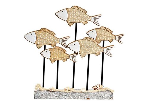 Aufsteller Fische aus Holz natur (B/H/T) 30x29x5cm