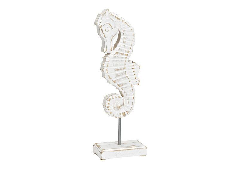 Seahorse stand made of mango wood white (W/H/D) 11x33x6cm