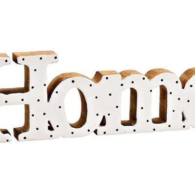 Inscription sur pied, Home, en bois de manguier blanc, naturel (L/H/P) 31x10x2cm