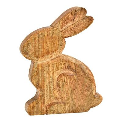 Aufsteller Hase aus Mangoholz natur (B/H/T) 19x25x3cm