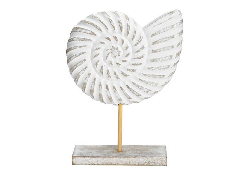 Soporte de concha de madera blanca (An/Al/Pr) 16x27x7cm