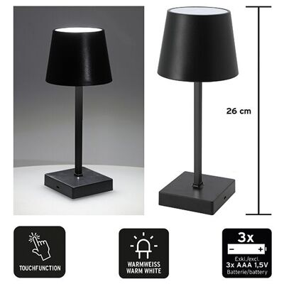 LED Tischleuchte, Indoor, 3 Helligkeitsstufen per Touchfunktion aus Kunststoff schwarz (B/H/T) 10x26x10cm