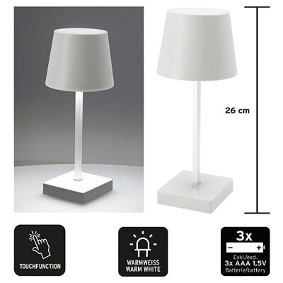 Lámpara de mesa LED, interior, 3 niveles de luminosidad mediante función táctil fabricada en plástico blanco (An/Al/Pr) 10x26x10cm