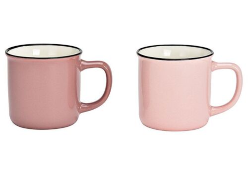 Becher aus Porzellan pink/rosa 2-fach, (B/H/T) 12x8x9cm 330ml