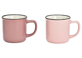 Mug en porcelaine rose/rose 2 plis, (L/H/P) 12x8x9cm 330ml