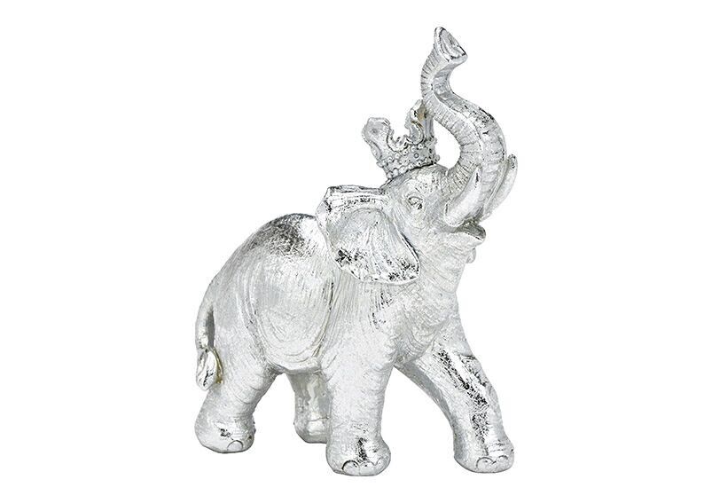 Elefant aus Poly silber (B/H/T) 13x16x6cm