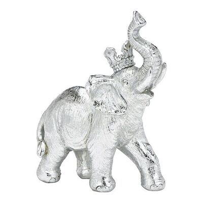 Elefant aus Poly silber (B/H/T) 13x16x6cm