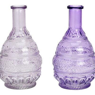 Vase aus Glas lila 2-fach, (B/H/T) 12x23x12cm