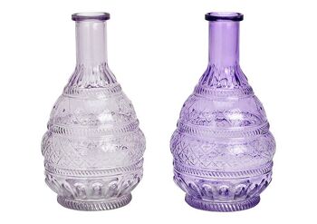 Vase en verre violet, 2 fois, (L/H/P) 12x23x12cm