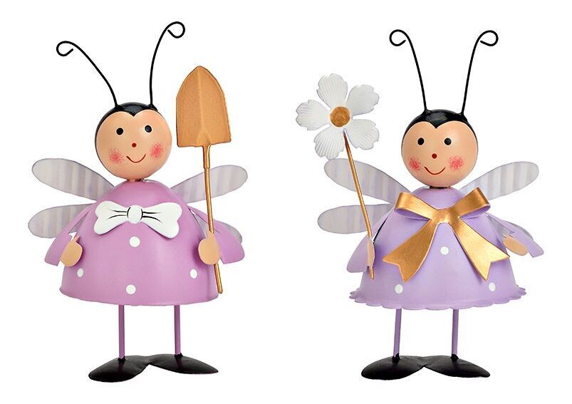 Marienkäfer aus Metall lila 2-fach, (B/H/T) 8x13x6cm