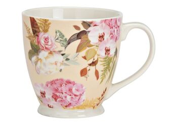 Mug Jumbo à décor floral en porcelaine (L/H/P) 13x10x10cm 470ml