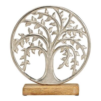 Supporto per albero su base in legno di mango in metallo (L/A/P) 24x26x4 cm