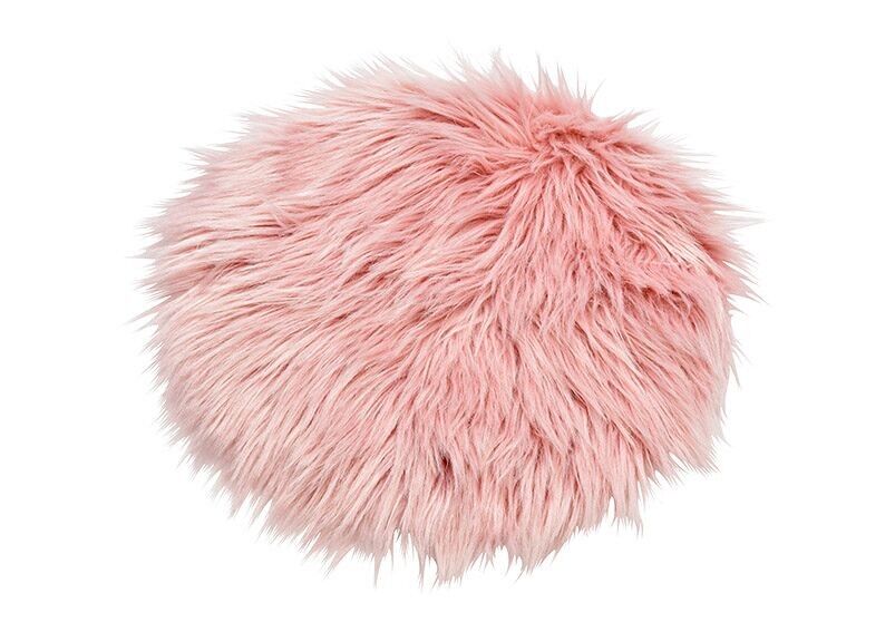 Sitzauflage Kunstfell aus Polyester pink/rosa Ø34cm