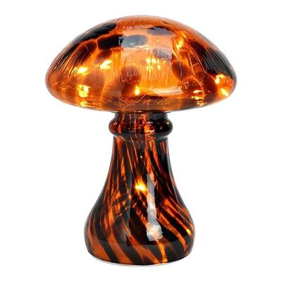 Pilz mit 12er LED, 6/18 Timer, aus Glas braun (B/H/T) 13x18x13cm