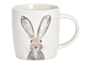 Mug décor lapin en porcelaine blanche (L/H/P) 12x9x9cm 350ml