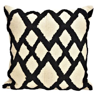 Cojín de textil beige, negro (An/Al/Pr) 50x50x10cm