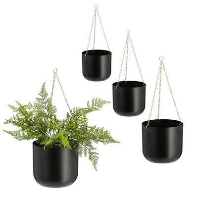 Set di 3 vasi sospesi per piante, in plastica nera (L/A/P) 21x70x21 cm, 16x50x16 cm, 12x42x12 cm