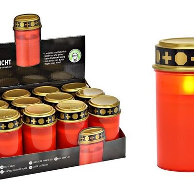 LED Grablicht, flackernd, Batteriebetrieben, 2x LR 14 nicht enthalten, Brenndauer ca. 3 Monate aus Kunststoff rot (B/H/T) 7x11x7cm