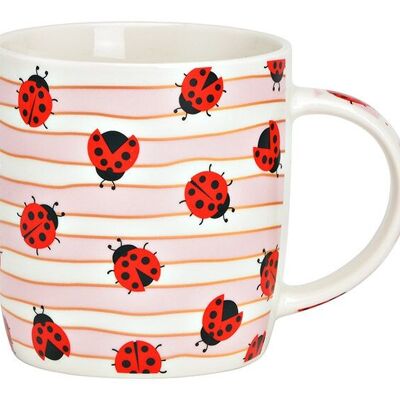 Mug décor coccinelle en porcelaine coloré (L/H/P) 12x9x9cm 350ml