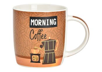 Tasse, Morning Coffee, en porcelaine marron (L/H/P) 12x9x9cm 350ml