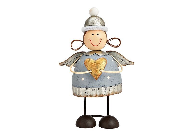 Engel aus Metall grau (B/H/T) 9x14x7cm