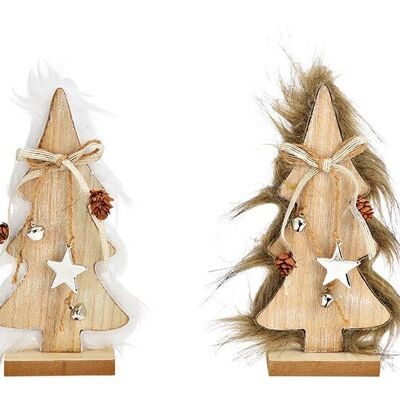 Soporte para árbol de Navidad de madera natural, doble, (ancho/alto/fondo) 10x21x4cm