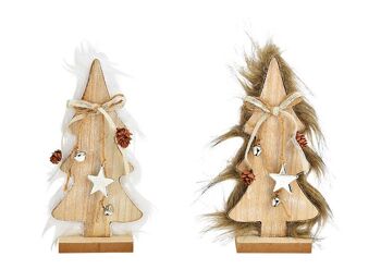 Support pour sapin de Noël en bois naturel, 2 volets, (L/H/P) 10x21x4cm