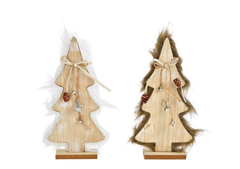 Aufsteller Tannenbaum aus Holz natur 2-fach, (B/H/T) 14x30x5cm