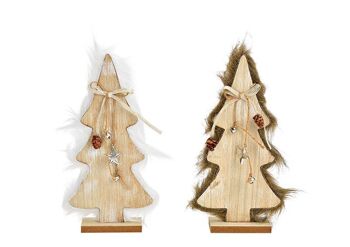 Support pour sapin de Noël en bois naturel, 2 volets, (L/H/P) 14x30x5cm