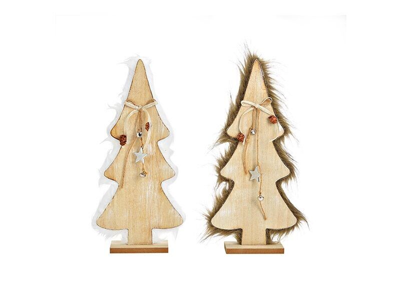 Aufsteller Tannenbaum aus Holz natur 2-fach, (B/H/T) 18x40x5cm