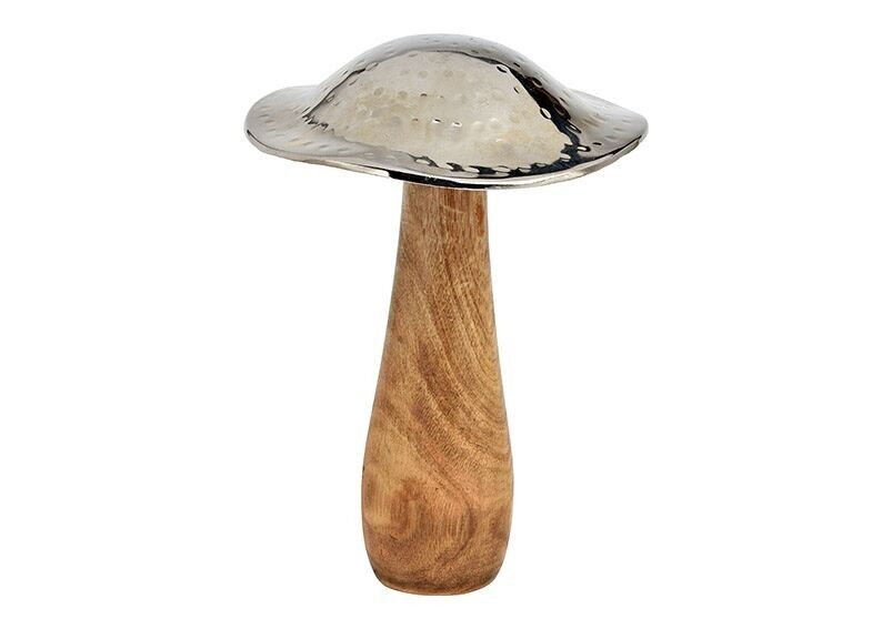 Pilz aus Mangoholz/Metall natur (B/H/T) 13x22x13cm