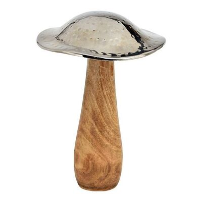 Fungo in legno di mango/metallo naturale (L/A/P) 13x22x13 cm