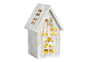 Maison en bois gris (L/H/P) 12x22x12cm