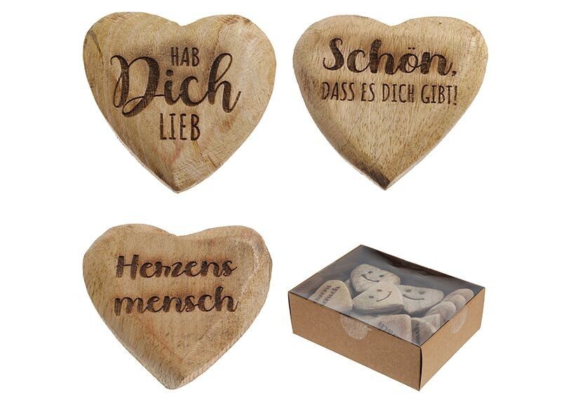 Handschmeichler aus Mangoholz natur 4-fach, (B/H/T) 6x6x1cm in 24er Windowbox