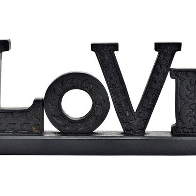 Aufsteller Schriftzug, Love aus Mangoholz schwarz (B/H/T) 36x15x6cm