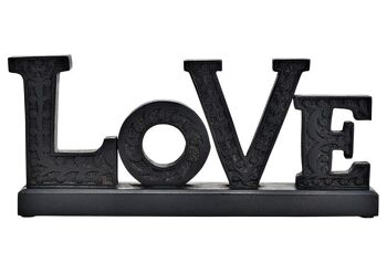 Inscription sur pied, Love en bois de manguier noir (L/H/P) 36x15x6cm