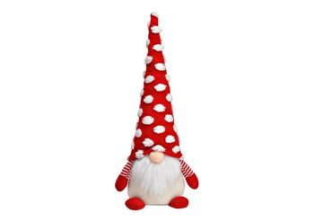 Gnome en textile rouge/blanc (L/H/P) 20x46x11cm