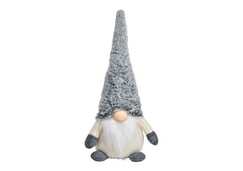 Gnome en textile gris/blanc (L/H/P) 16x34x10cm