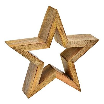 Soporte en forma de estrella de madera de mango natural (An/Al/Pr) 24x23x6cm