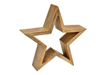 Support étoile en bois de manguier naturel (L/H/P) 34x33x9cm