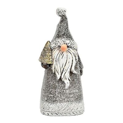 Babbo Natale con glitter in poliestere grigio (L/A/P) 5x11x4 cm