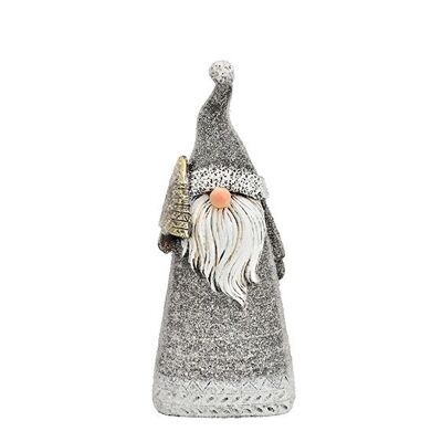 Babbo Natale con glitter in poliestere grigio (L/A/P) 6x16x5 cm