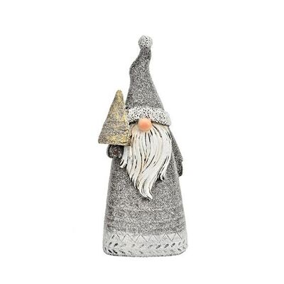 Babbo Natale con glitter in poliestere grigio (L/A/P) 8x20x6 cm