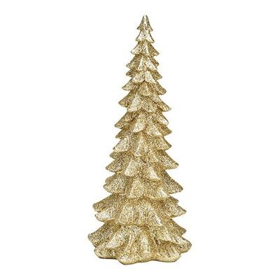 Albero di Natale con glitter in poliestere champagne oro (L/A/P) 13x30x13 cm