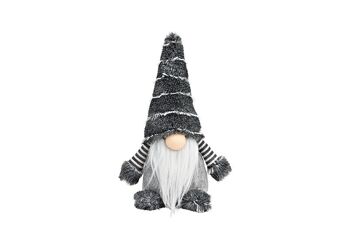 Gnome en textile gris, blanc (L/H/P) 15x30x11cm