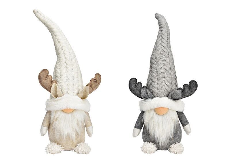 Gnomo in tessuto bianco, grigio 2 volte, (L/A/P) 15x46x12 cm