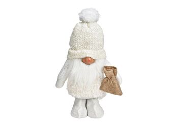 Gnome en textile blanc (L/H/P) 21x35x13cm
