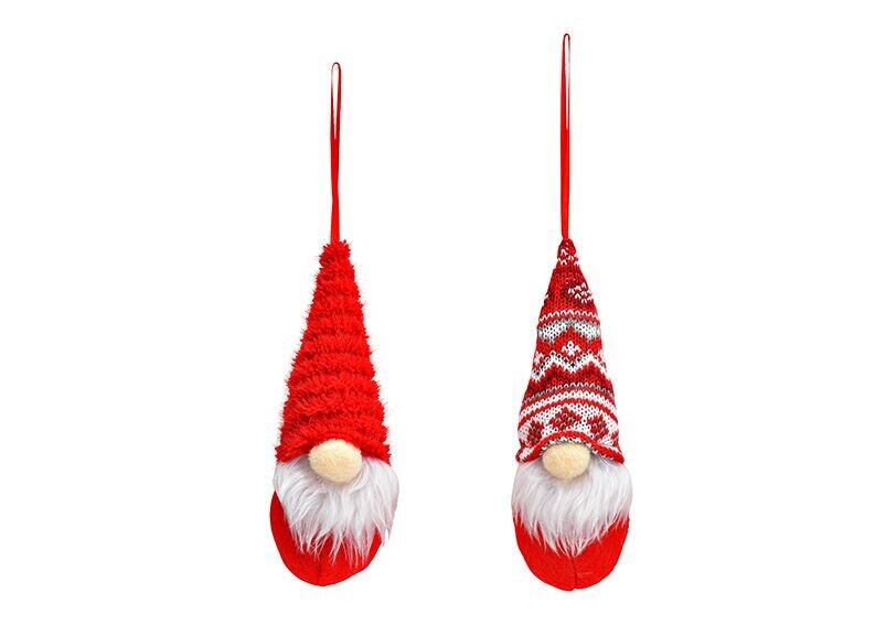 Hänger Wichtel aus Textil rot 2-fach, (B/H/T) 7x15x7cm